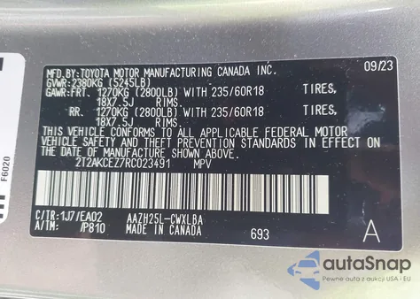 2024 Lexus Nx 350H z USA, uszkodzony, nr VIN 2T2AKCEZ7RC023491